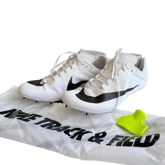 Nike Rival Sprint Track Spikes Racing Shoes White Black Size 7.5 Lightweight - Picture 1 of 7
